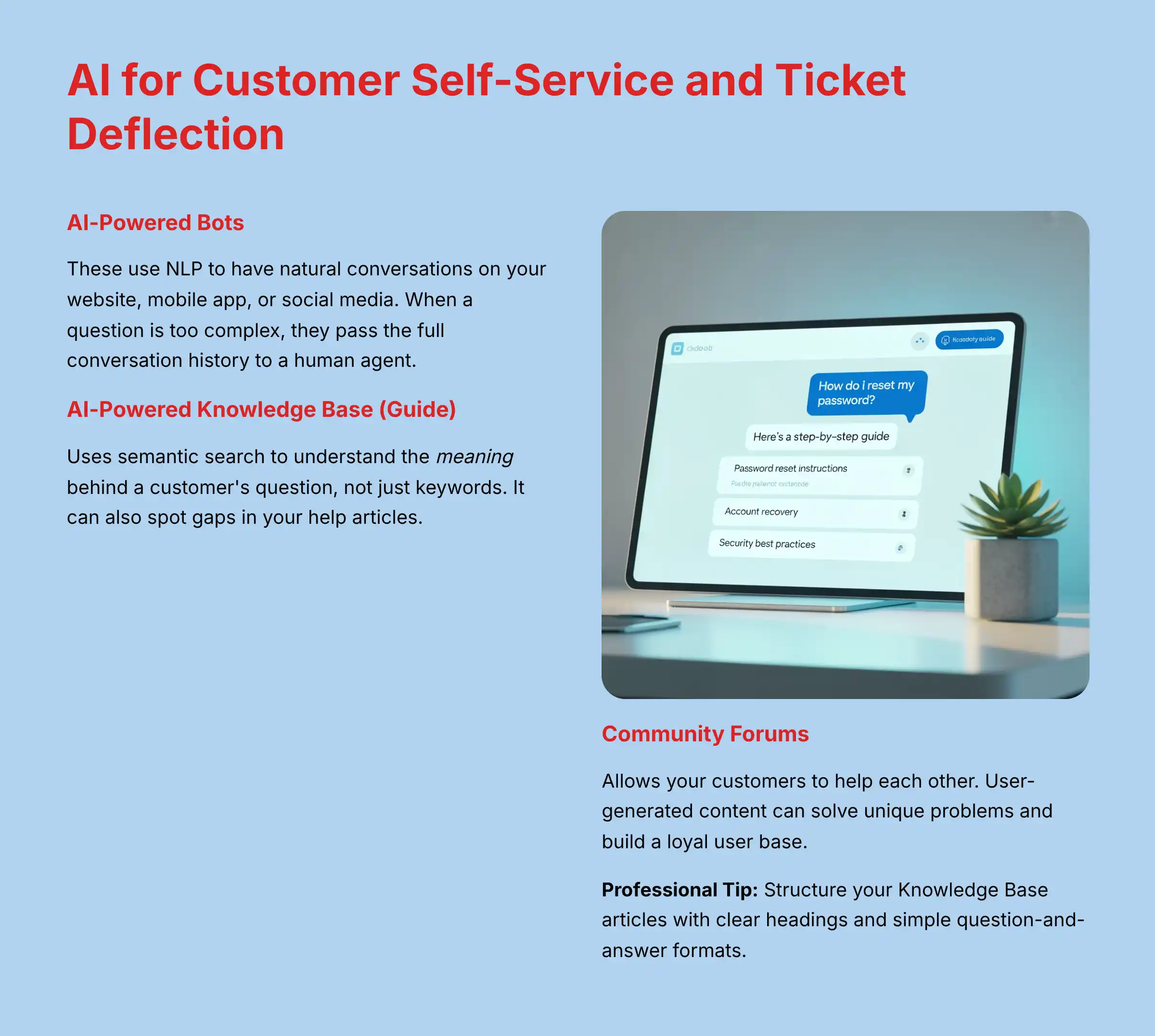 AI for Customer Self-Service and Ticket Deflection