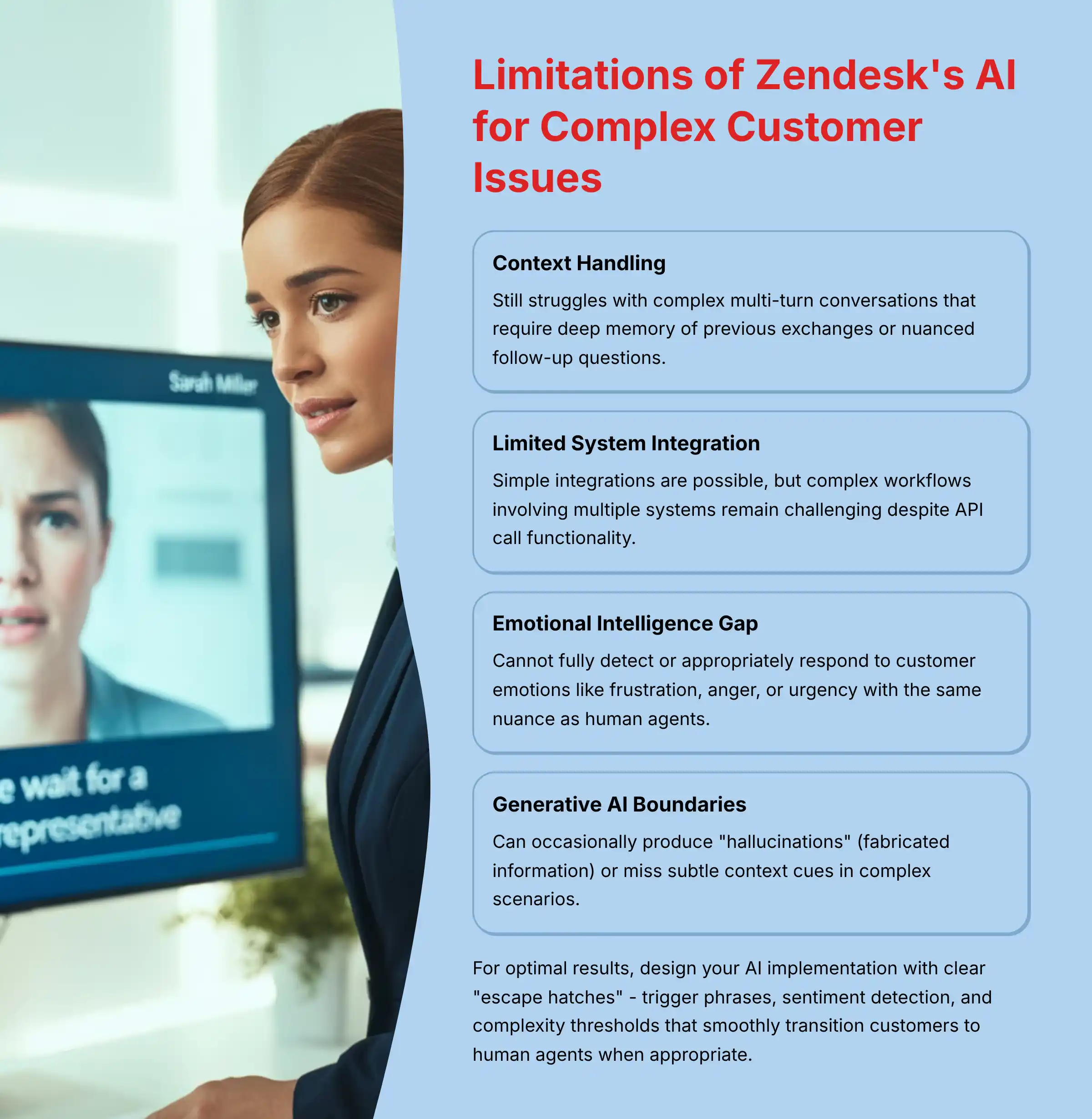 Limitations of Zendesk's AI for Complex Customer Issues