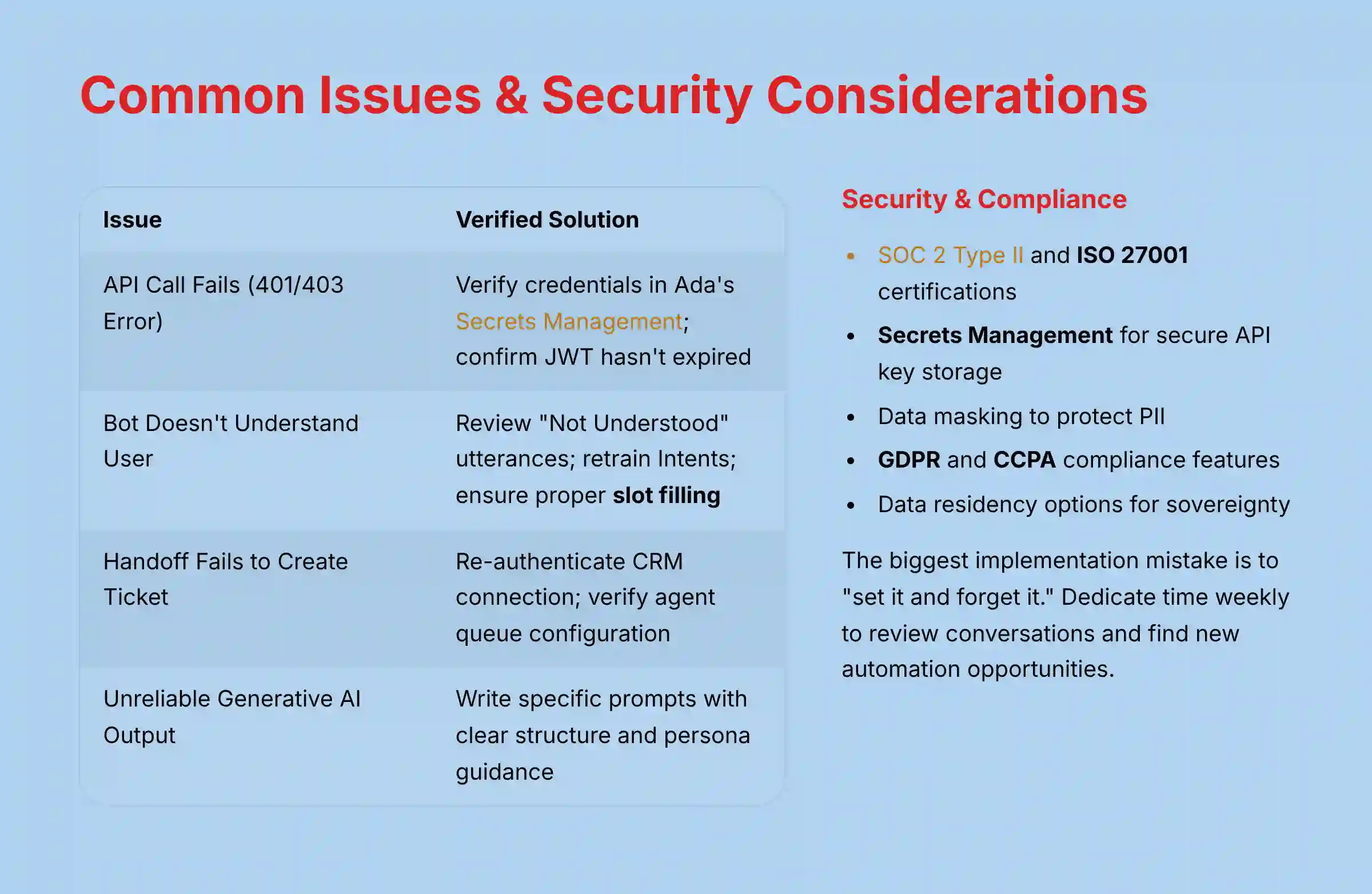Common Issues and Security Considerations in Ada Implementation