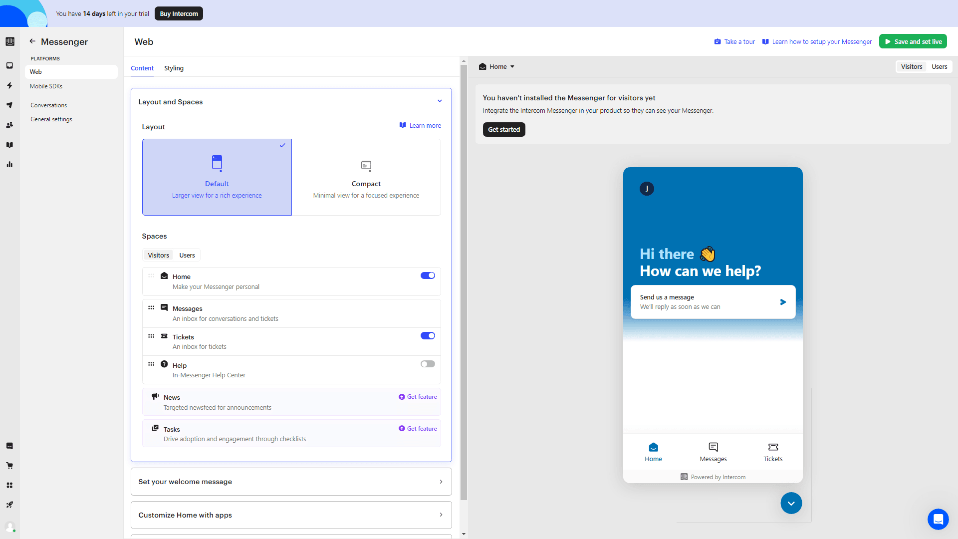 Intercom Messenger Dashboard