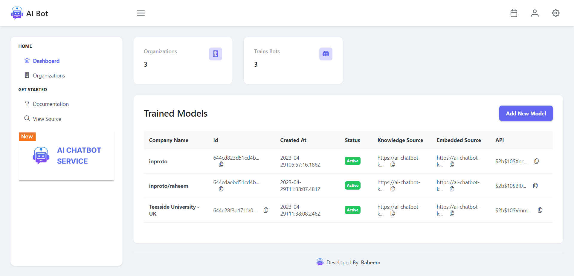 Conversational AI Dashboard Interface