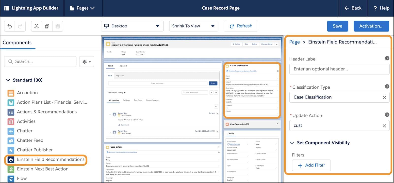 Einstein Case Classification Configuration Interface