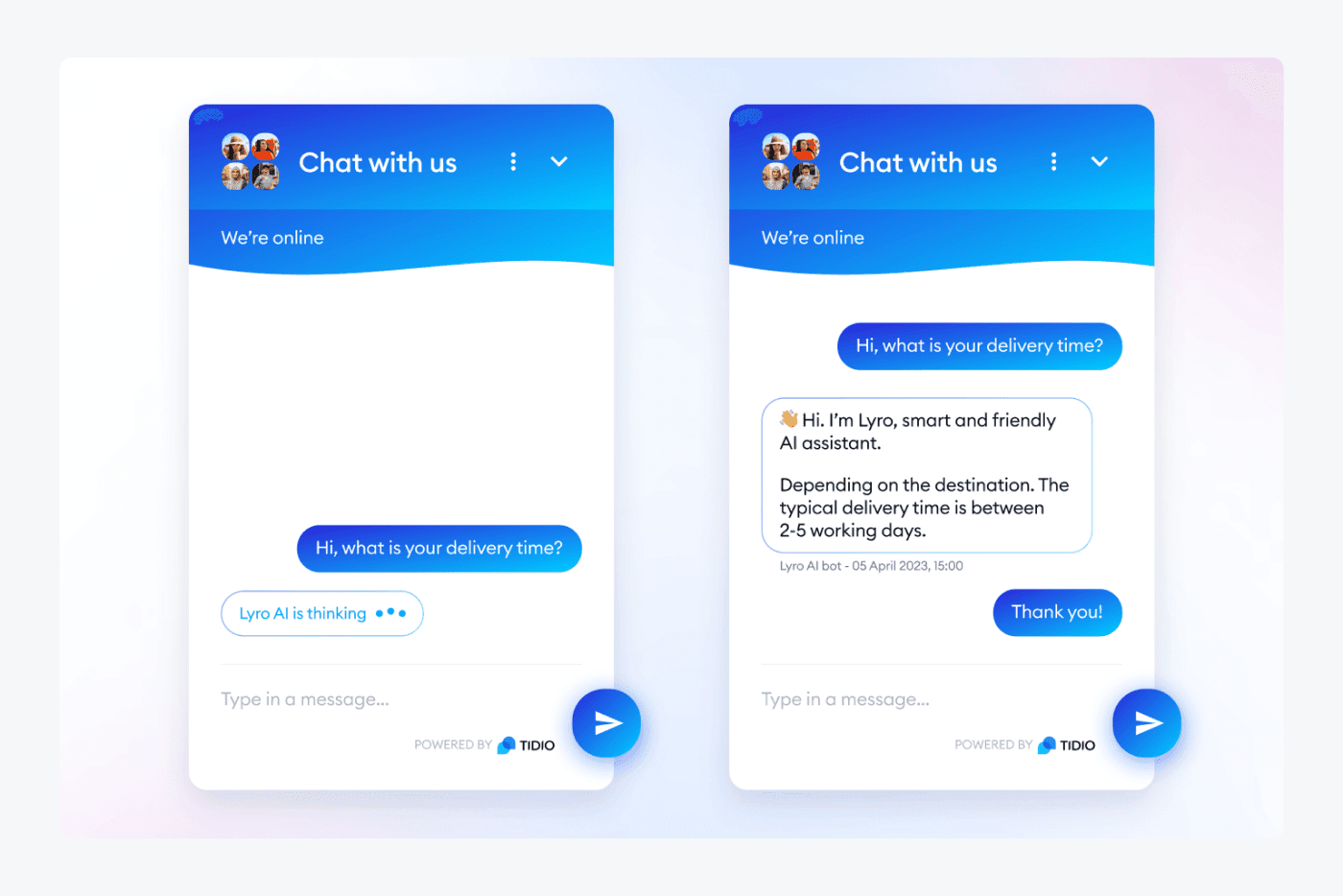 Lyro AI Chatbot Widget Interface