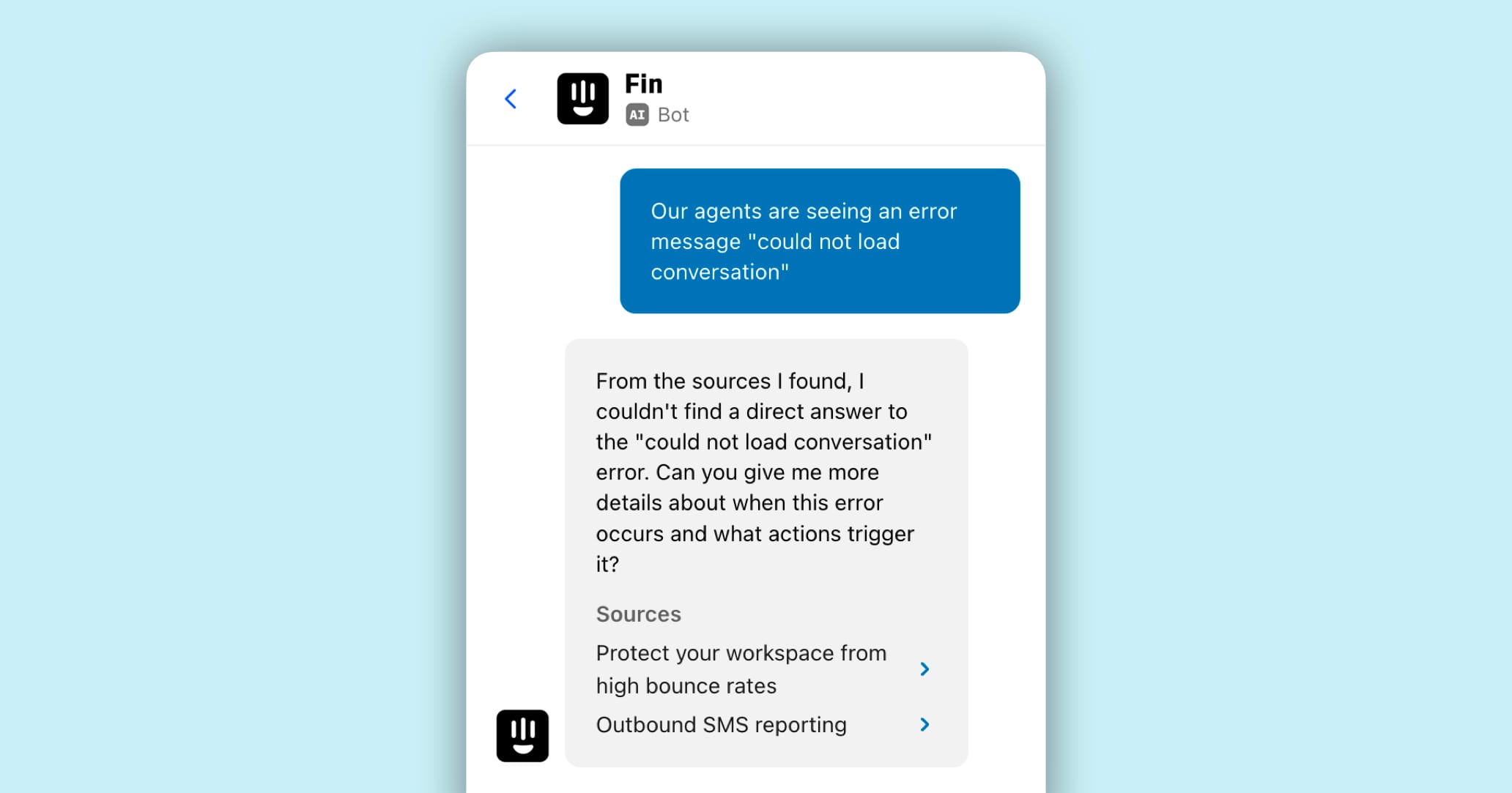 Intercom Fin AI chatbot customer support interface