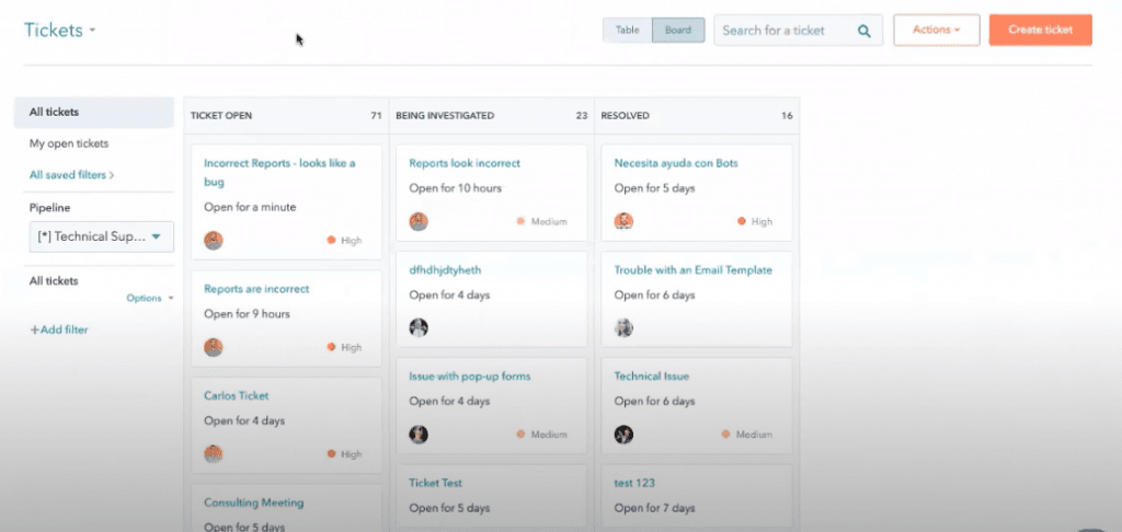 HubSpot Service Hub Dashboard Demo Interface