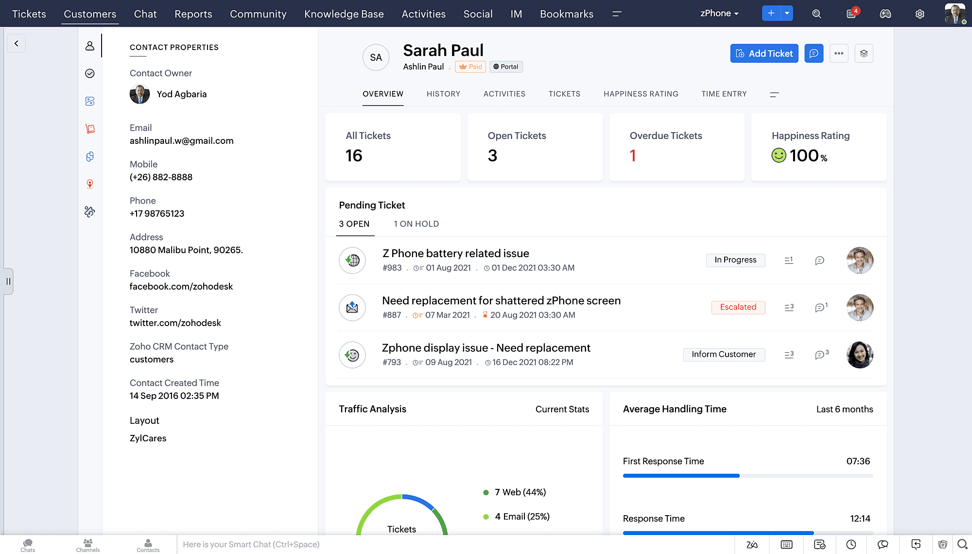Zoho Desk Interface