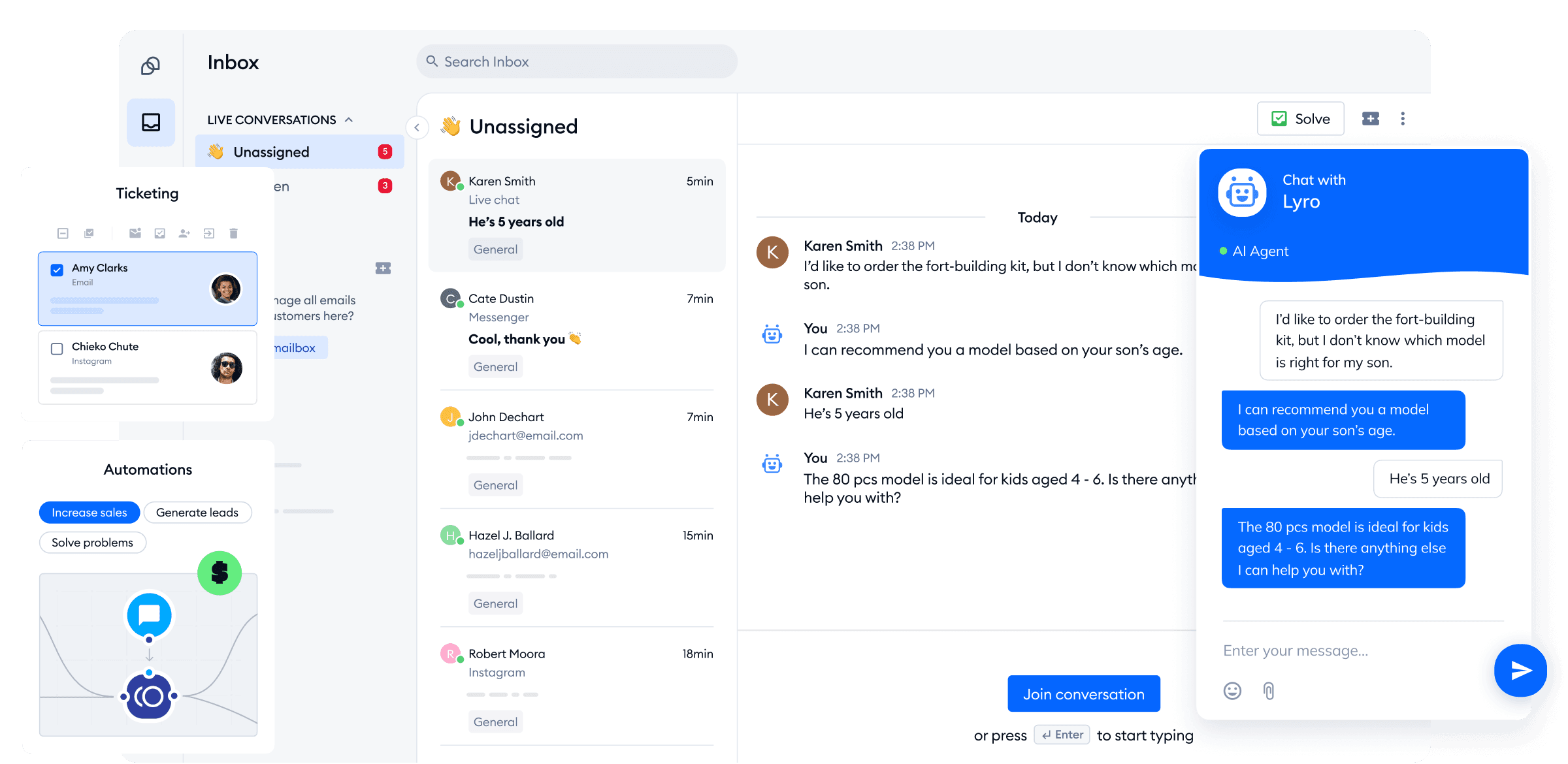 Tidio live chat e-commerce platform interface