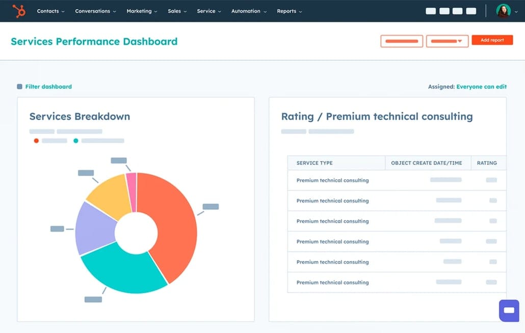 HubSpot Service Hub Interface