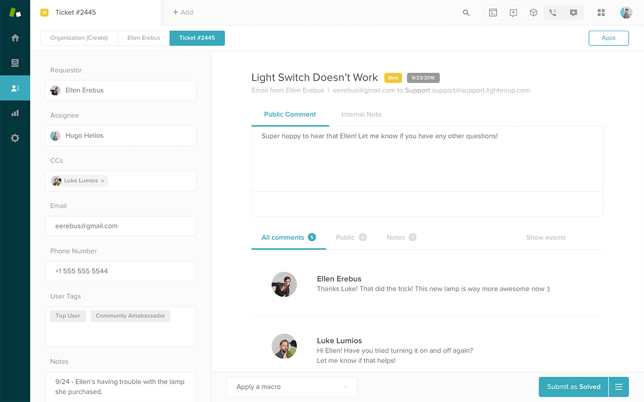 Zendesk Support Interface