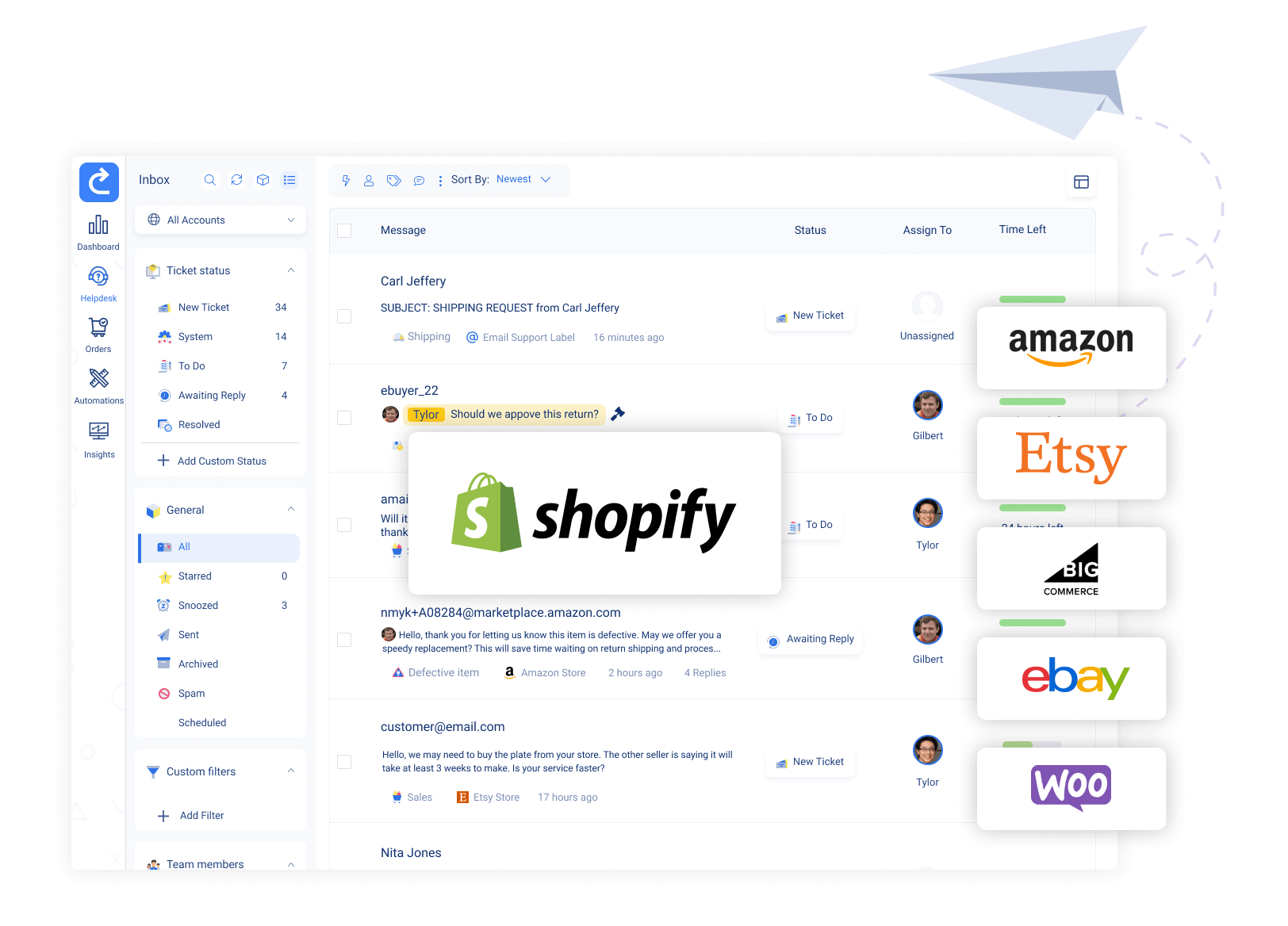 Shopify integration customer support